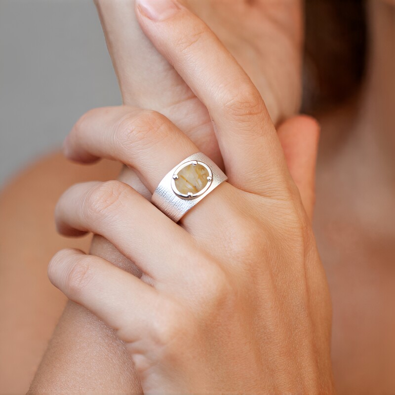 Rutile Quartz Silver Ring