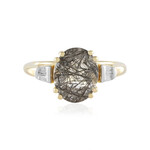 Anillo en plata con Cuarzo rutilado negro