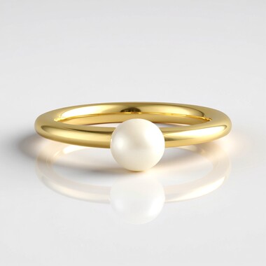 White Freshwater Pearl Silver Ring