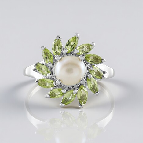 Anello in argento con Perla d'Acqua Dolce Bianca
