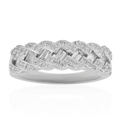 Zilveren ring met witte topaasstenen