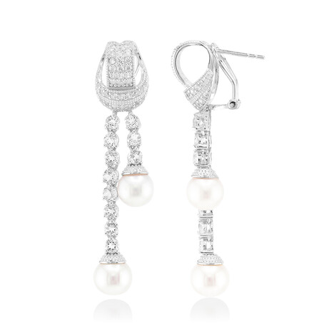 Pendientes en plata con Perla blanca Freshwater