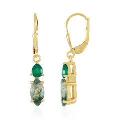 Pendientes en plata con Ágata de musgo