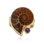 Bague en argent et Ammonite (Bali Barong)