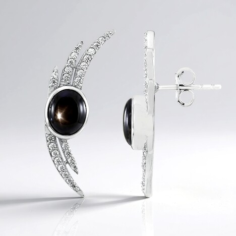 Orecchini in argento con Zaffiro Stellato Nero (de Melo Essence)