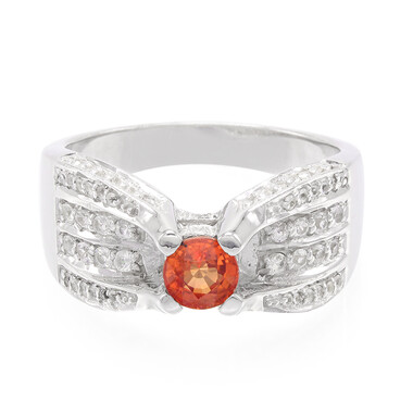 Bague en argent et Rubis rouge du soir