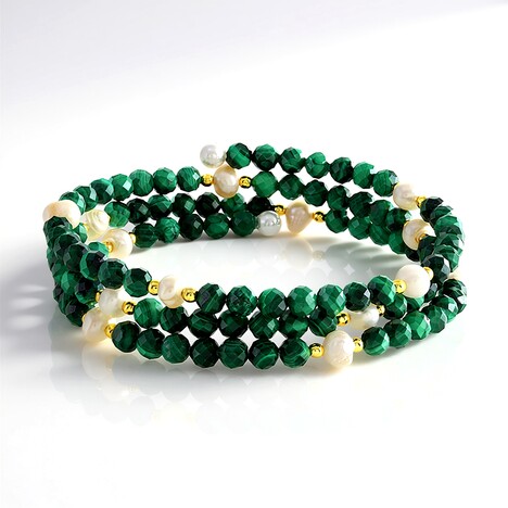Bracciale in acciaio con Ematite Dorata (Riya)