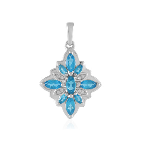 Neonblauer Apatit-Silberanhänger