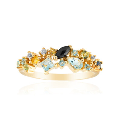 Zilveren ring met Zwitsers-blauwe topaasstenen