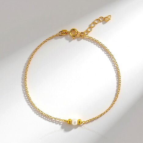 Bracelet en argent et Perle blanche de culture d'eau douce (Joias do Paraíso)