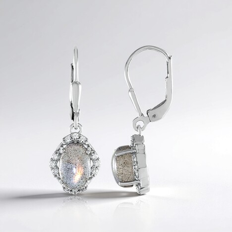 Orecchini in argento con Labradorite rosa Maniry