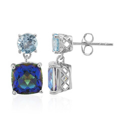 Mystic Blue Quartz Silver Earrings