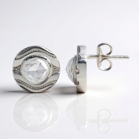 Boucles d'oreilles en argent et Topaze blanche (MONOSONO COLLECTION)