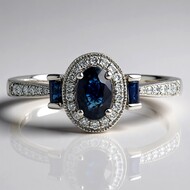 Anillo en oro con Zafiro azul Ceylon