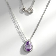 Collier en argent et Améthyste Rose de France