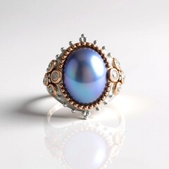 Anello in argento con Perla Mabe blu