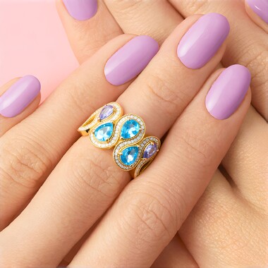 Anillo en oro con Topacio azul suizo (Adela Gold)