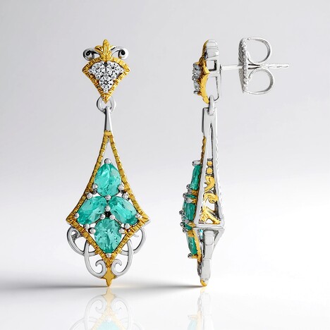 Orecchini in argento con Fluoroapatite Verde (Gems en Vogue)