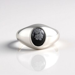 Anello in argento con Ossidiana Fiocco di Neve