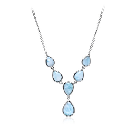 Zilveren halsketting met een larimar