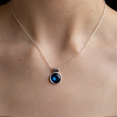 Zawieszka ze srebra rodowanego - Topaz niebieski London Blue (de Melo Essence)