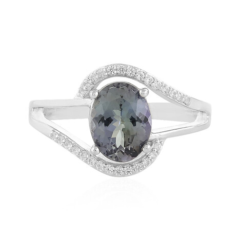 Nicht erhitzter Tansanit-Silberring