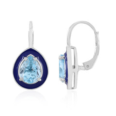 Boucles d'oreilles en argent et Topaze bleu ciel
