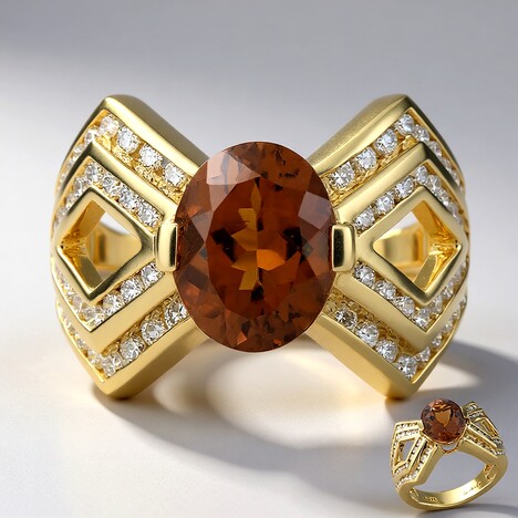 Anello in oro con Tormalina Arancione (de Melo)