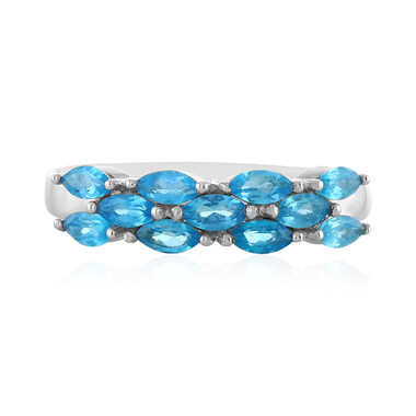 Bague en argent et Apatite bleu néon