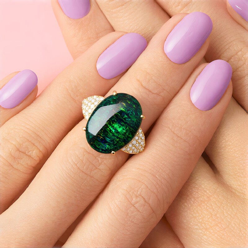 Gouden ring met een Andamooka Matrix Opaal (AMAYANI)