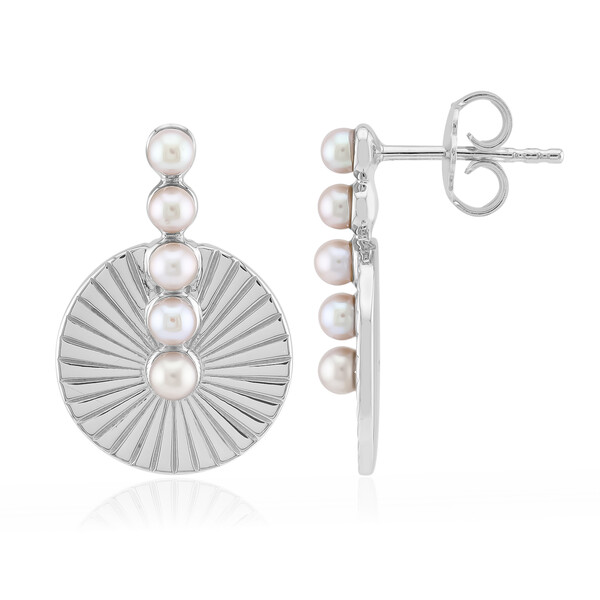 Pendientes en plata con Perla plateada Freshwater