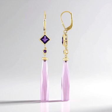 Orecchini in argento con Calcedonio Lavanda (KM by Juwelo)