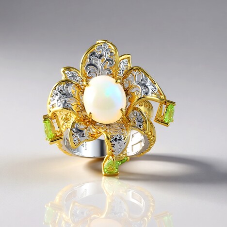 Anello in argento con Opale di Welo (Gems en Vogue)