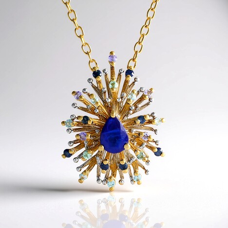 Collana in argento con Spinello Cobalto (Gems en Vogue)