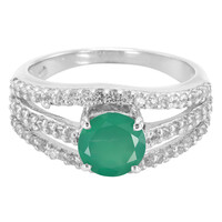 Anello in argento con Calcedonio Verde