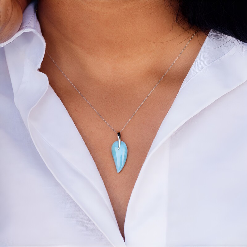 Zawieszka ze srebra rodowanego - Larimar
