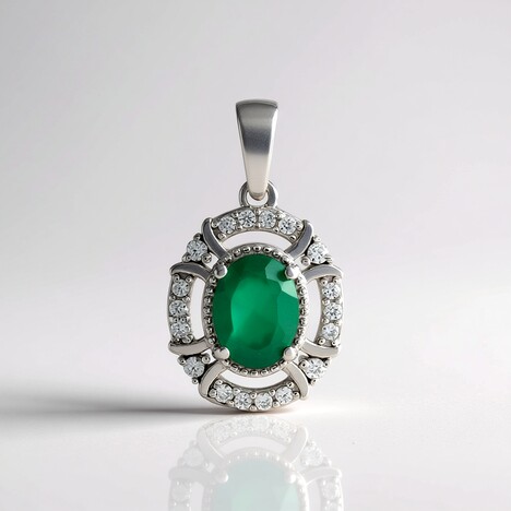 Ciondolo in argento con Onice Verde