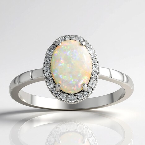Bague en argent et Opale d'Australie