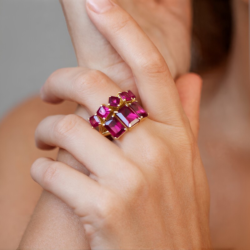 Nigerianischer Pinkfarbener Turmalin-Goldring (Adela Gold)