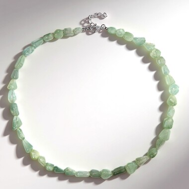 Aqua Chalcedony Silver Necklace