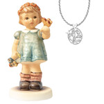 Statuina Hummel & collana in Argento 925 con Topazio Bianco