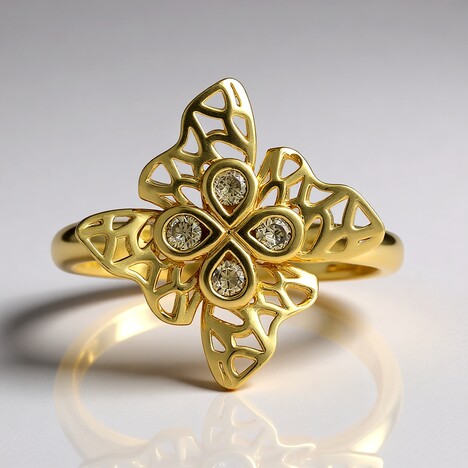 Anello in oro con Diamante Champagne I2 (Ornaments by de Melo)