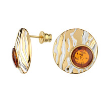Boucles d'oreilles en argent et Ambre baltique couleur cognac