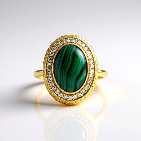 Anello in argento con Malachite (Adela Silber)