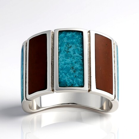 Anello in argento con Turchese Kingman Mohave Blu (Jones Lee)
