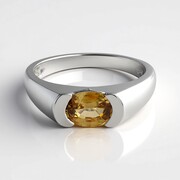 Anillo en plata con Zircón amarillo canario