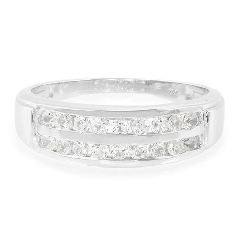 Anillo de hombre en plata con Topacio blanco