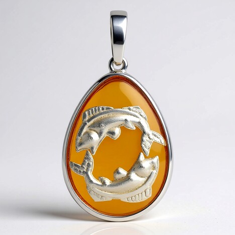 Pendentif en argent et Ambre baltique (dagen)