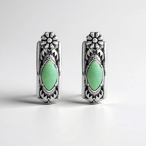 Orecchini in argento con Turchese Verde (Desert Chic)