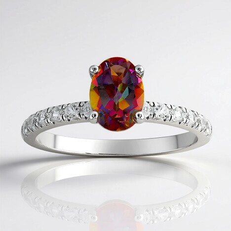 Anello in argento con Quarzo Mistico Aurora